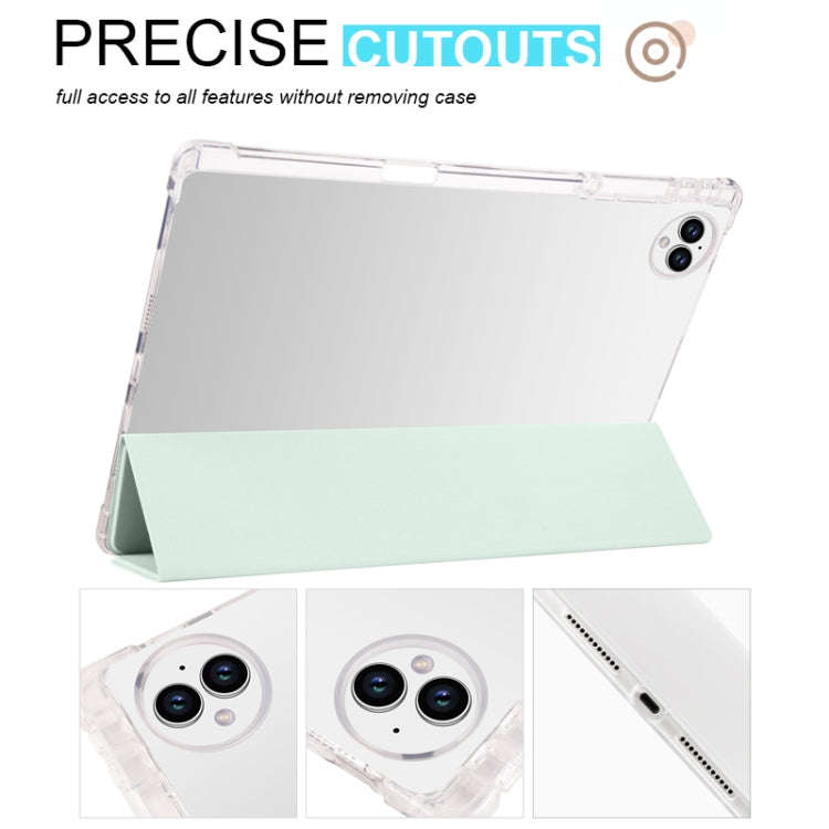 For Huawei MatePad Pro 13.2 2023 3-folding Transparent TPU Smart Leather Tablet Case(Light Green)