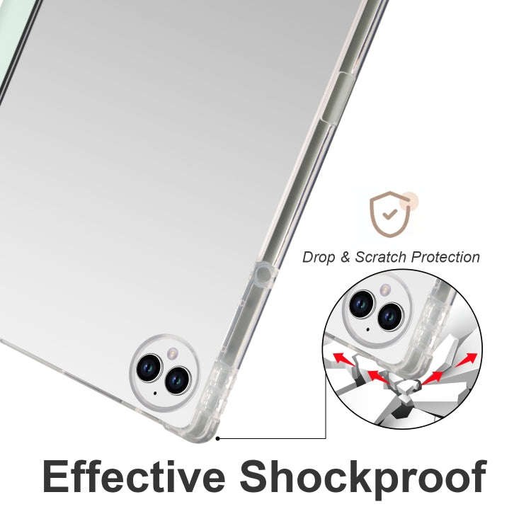For Huawei MatePad Pro 13.2 2023 3-folding Transparent TPU Smart Leather Tablet Case(Light Green)
