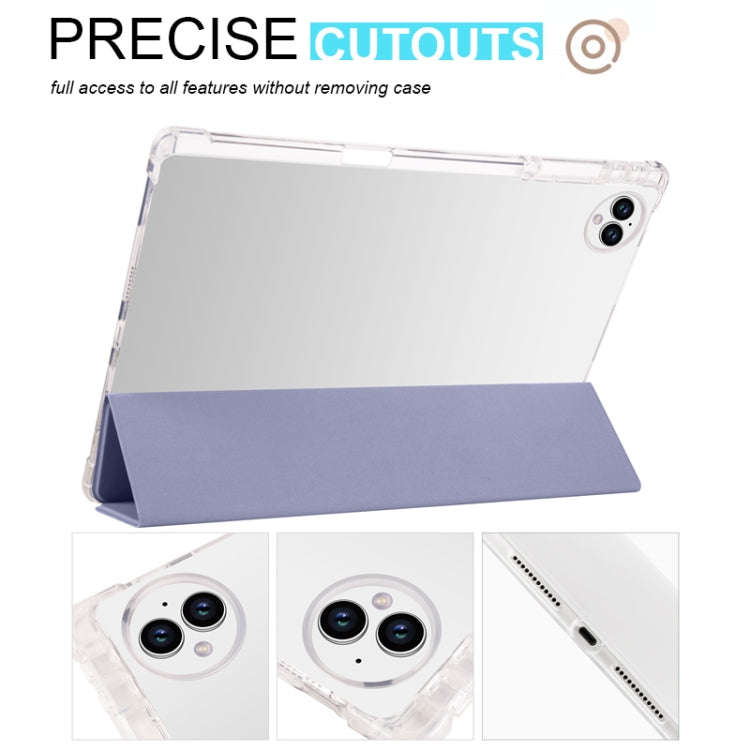 For Huawei MatePad Pro 13.2 2023 3-folding Transparent TPU Smart Leather Tablet Case(Purple)