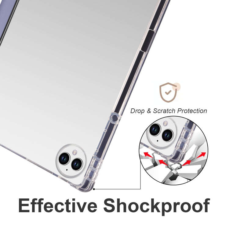 For Huawei MatePad Pro 13.2 2023 3-folding Transparent TPU Smart Leather Tablet Case(Purple)