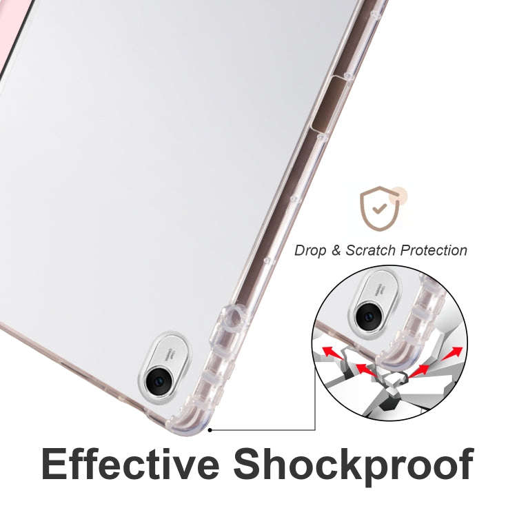 For Huawei MatePad 11.5S 3-folding Transparent TPU Smart Leather Tablet Case(Ice Pink)