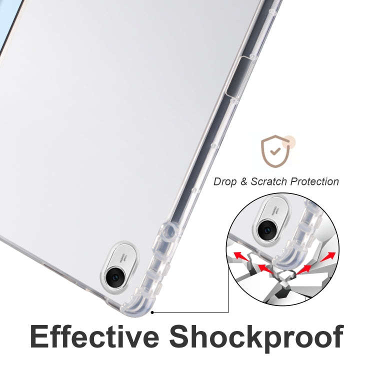 For Huawei MatePad 11.5S 3-folding Transparent TPU Smart Leather Tablet Case(Ice Blue)