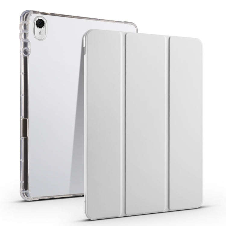 For Huawei MatePad 11.5S 3-folding Transparent TPU Smart Leather Tablet Case(Grey)