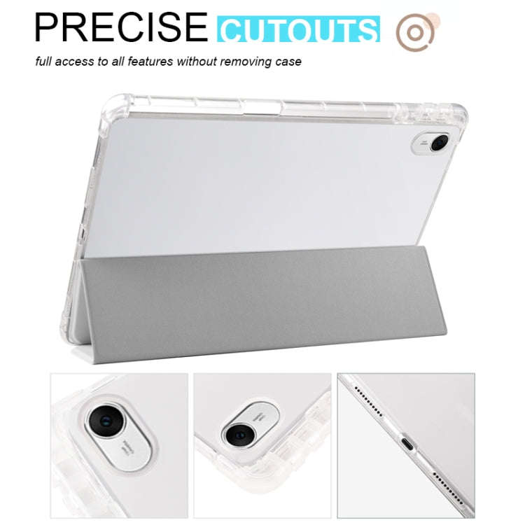 For Huawei MatePad 11.5S 3-folding Transparent TPU Smart Leather Tablet Case(Grey)