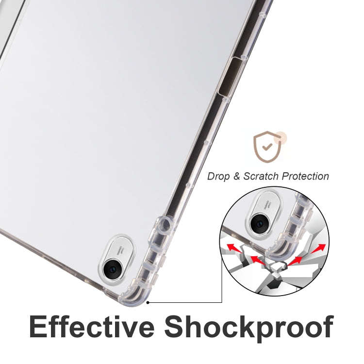 For Huawei MatePad 11.5S 3-folding Transparent TPU Smart Leather Tablet Case(Grey)