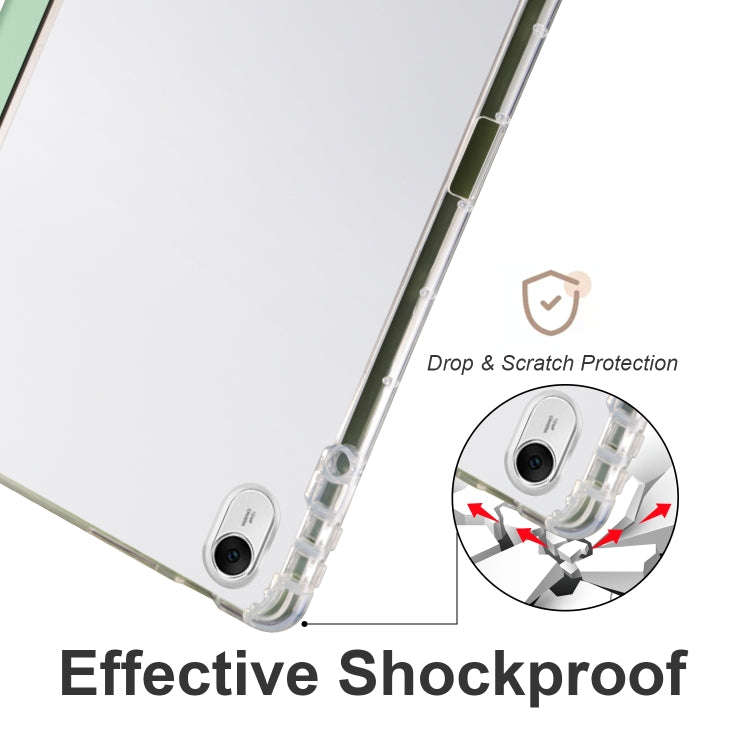 For Huawei MatePad 11.5S 3-folding Transparent TPU Smart Leather Tablet Case(Matcha Green)