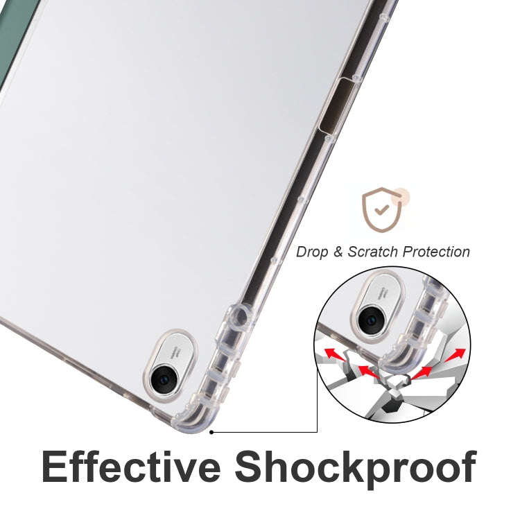 For Huawei MatePad 11.5S 3-folding Transparent TPU Smart Leather Tablet Case(Dark Night Green)