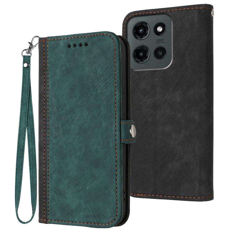 For Motorola Moto G Stylus 5G 2025 Side Buckle Double Fold Hand Strap Leather Phone Case(Dark Green)