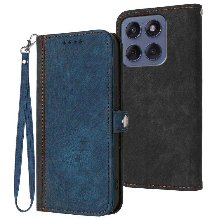 For Motorola Edge 60 Fusion / Edge 5G 2025 Side Buckle Double Fold Hand Strap Leather Phone Case(...