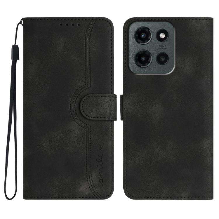 For Motorola Moto G Stylus 5G 2025 Heart Pattern Skin Feel Leather Phone Case(Black)
