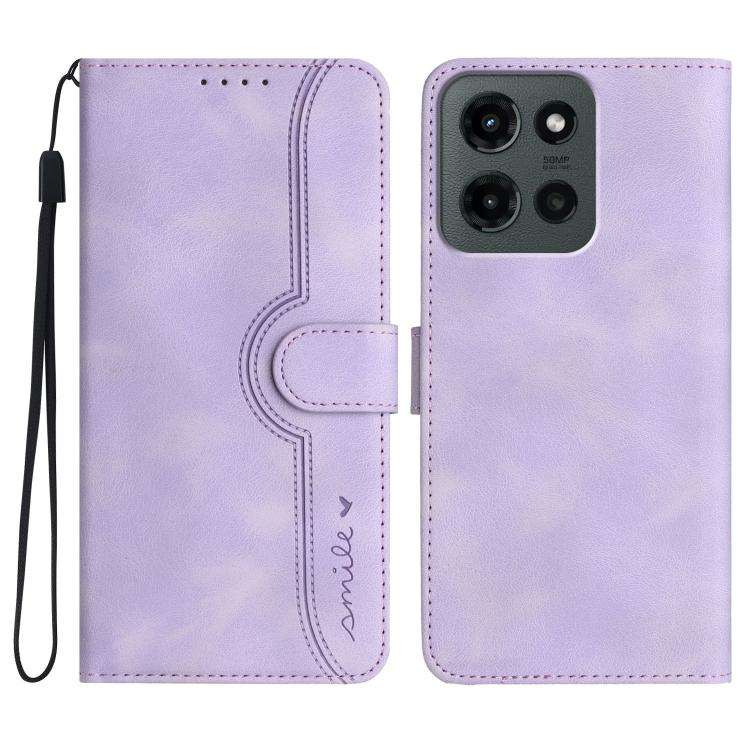 For Motorola Moto G Stylus 5G 2025 Heart Pattern Skin Feel Leather Phone Case(Purple)