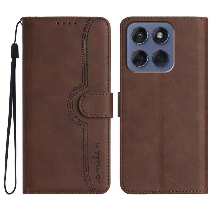 For Motorola Edge 60 Fusion / Edge 5G 2025 Heart Pattern Skin Feel Leather Phone Case(Brown)