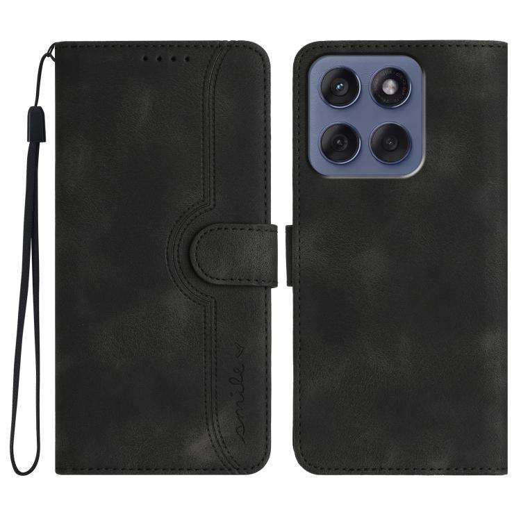 For Motorola Edge 60 Fusion / Edge 5G 2025 Heart Pattern Skin Feel Leather Phone Case(Black)