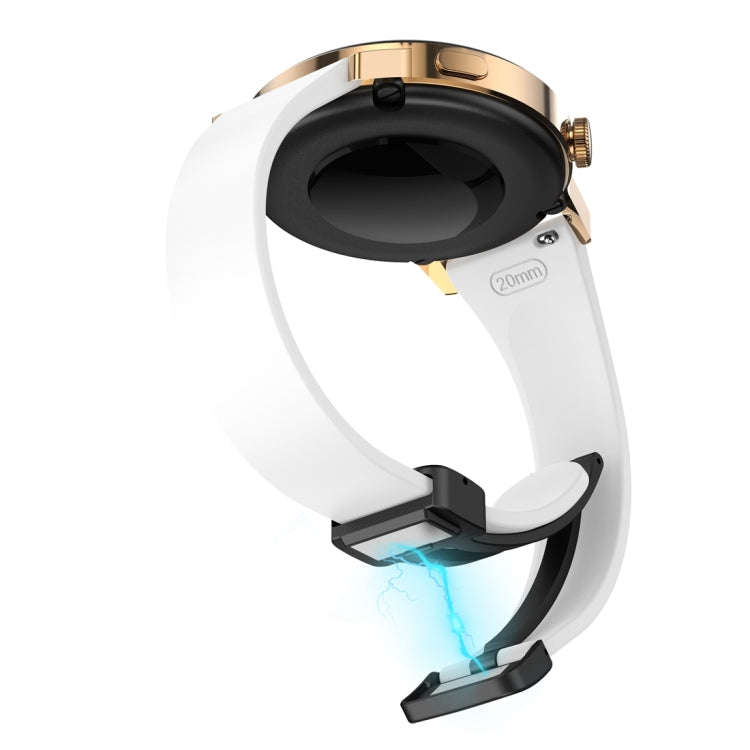For Samsung Galaxy Watch 6 / 6 Classic Magnetic Black Buckle Slim Silicone Watch Band(White)