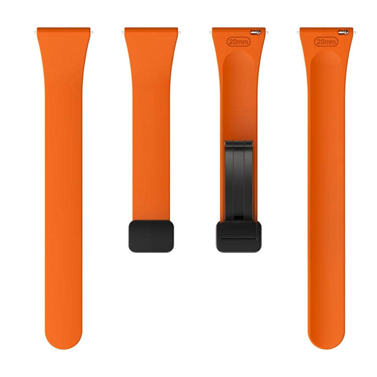 For Samsung Galaxy Watch 6 / 6 Classic Magnetic Black Buckle Slim Silicone Watch Band(Orange)