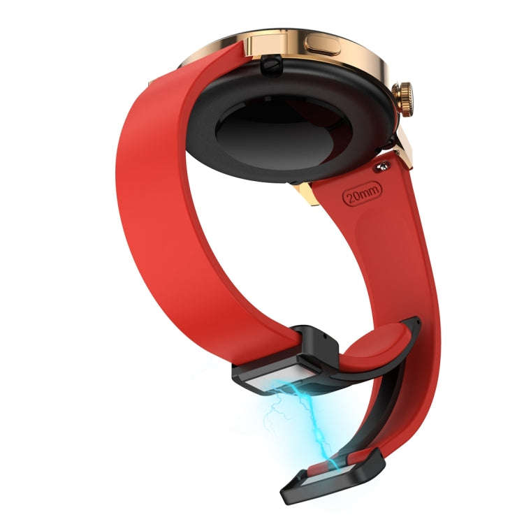 For Samsung Galaxy Watch 6 / 6 Classic Magnetic Black Buckle Slim Silicone Watch Band(Red)
