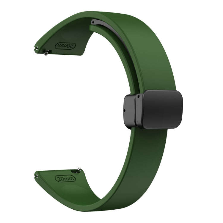 For Samsung Galaxy Watch 6 / 6 Classic Magnetic Black Buckle Slim Silicone Watch Band(Army Green)