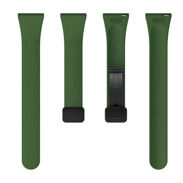 For Samsung Galaxy Watch 6 / 6 Classic Magnetic Black Buckle Slim Silicone Watch Band(Army Green)