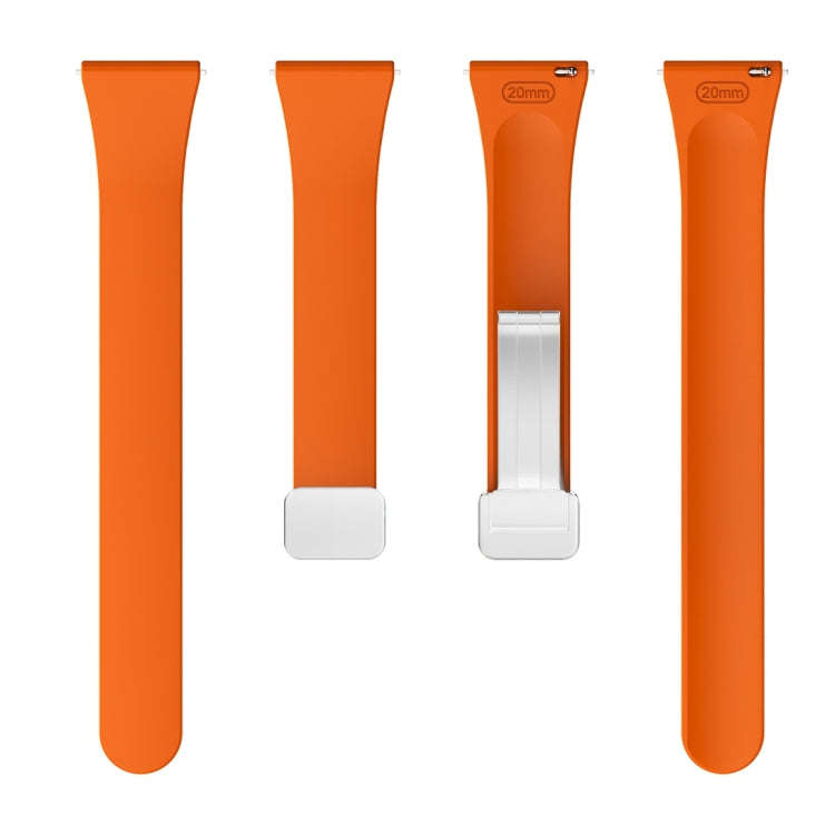 For Samsung Galaxy Watch 6 / 6 Classic Magnetic Silver Buckle Slim Silicone Watch Band(Orange)
