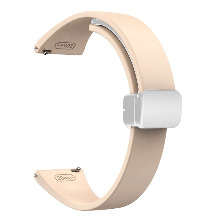 For Samsung Galaxy Watch 6 / 6 Classic Magnetic Silver Buckle Slim Silicone Watch Band(Pink)