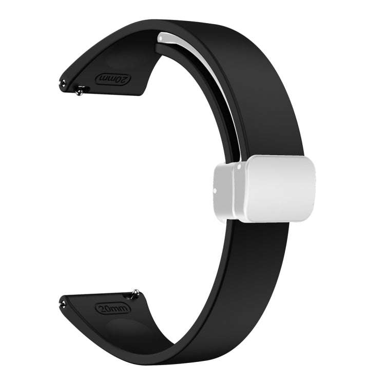 For Samsung Galaxy Watch 6 / 6 Classic Magnetic Silver Buckle Slim Silicone Watch Band(Black)