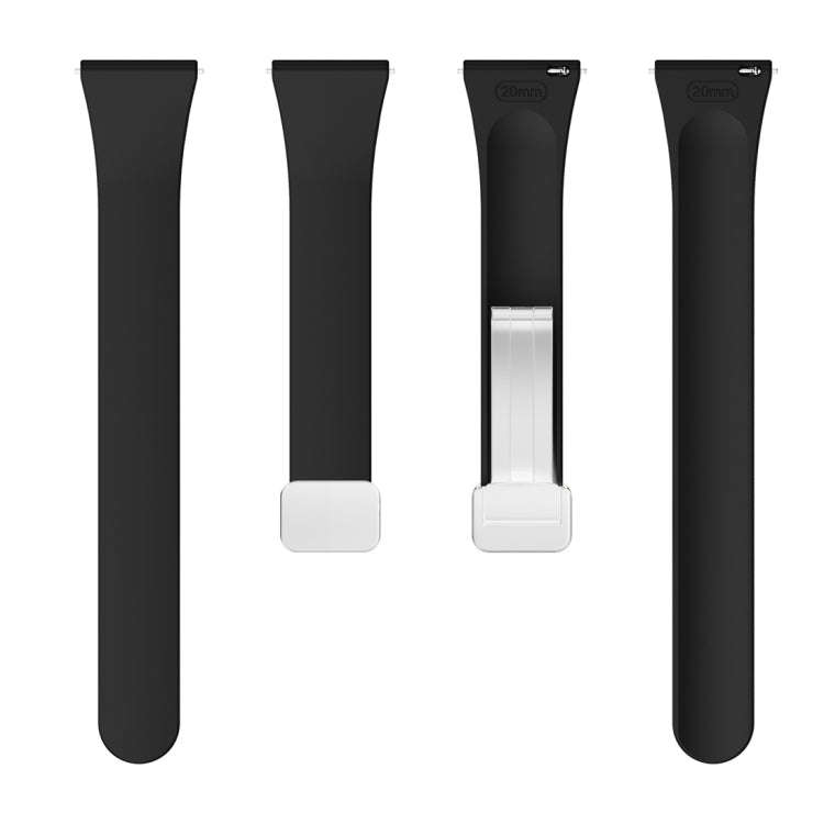 For Samsung Galaxy Watch 6 / 6 Classic Magnetic Silver Buckle Slim Silicone Watch Band(Black)