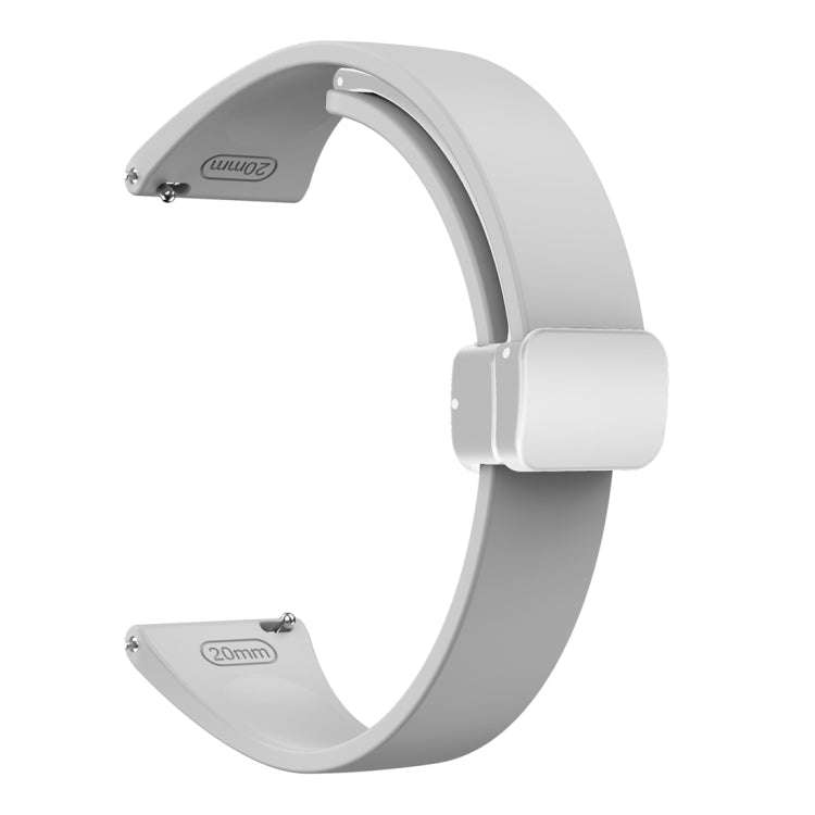 For Samsung Galaxy Watch 6 / 6 Classic Magnetic Silver Buckle Slim Silicone Watch Band(Light Grey)