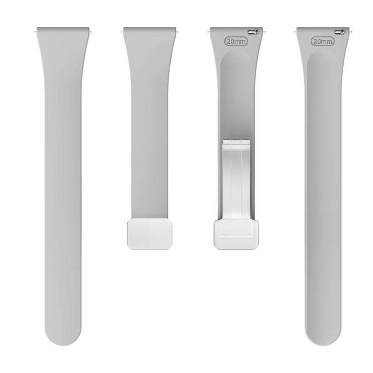 For Samsung Galaxy Watch 6 / 6 Classic Magnetic Silver Buckle Slim Silicone Watch Band(Light Grey)
