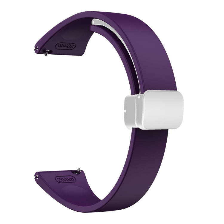 For Samsung Galaxy Watch 6 / 6 Classic Magnetic Silver Buckle Slim Silicone Watch Band(Dark Purple)