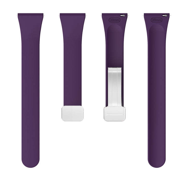 For Samsung Galaxy Watch 6 / 6 Classic Magnetic Silver Buckle Slim Silicone Watch Band(Dark Purple)