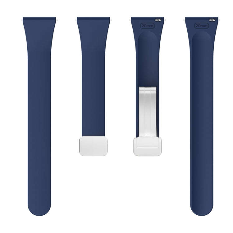 For Samsung Galaxy Watch 6 / 6 Classic Magnetic Silver Buckle Slim Silicone Watch Band(Midnight B...