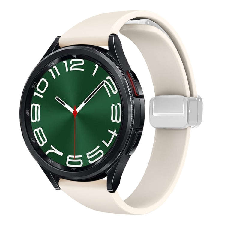 For Samsung Galaxy Watch 6 / 6 Classic Magnetic Silver Buckle Slim Silicone Watch Band(Starlight ...