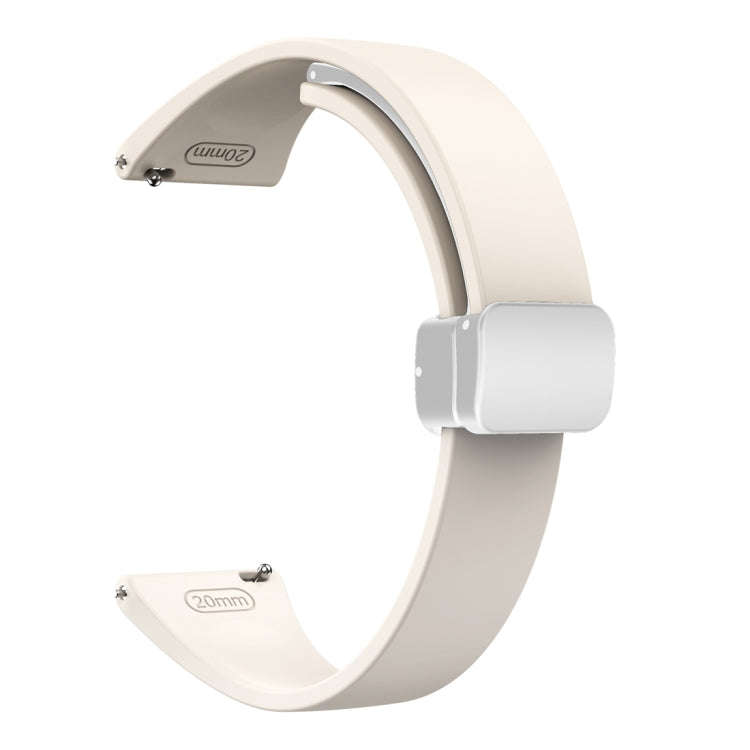 For Samsung Galaxy Watch 6 / 6 Classic Magnetic Silver Buckle Slim Silicone Watch Band(Starlight ...
