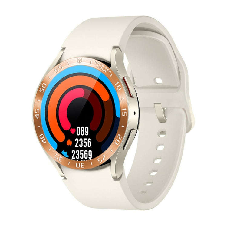 For Samsung Galaxy Watch6 Classic 43mm A Style Smart Watch Steel Ring Protective Frame(Rose Gold)