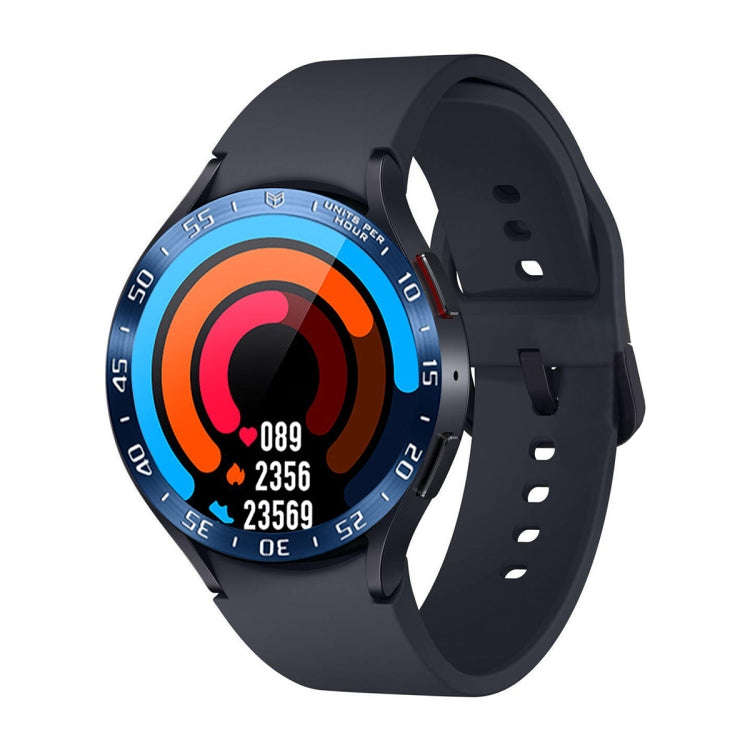 For Samsung Galaxy Watch6 Classic 43mm A Style Smart Watch Steel Ring Protective Frame(Blue)