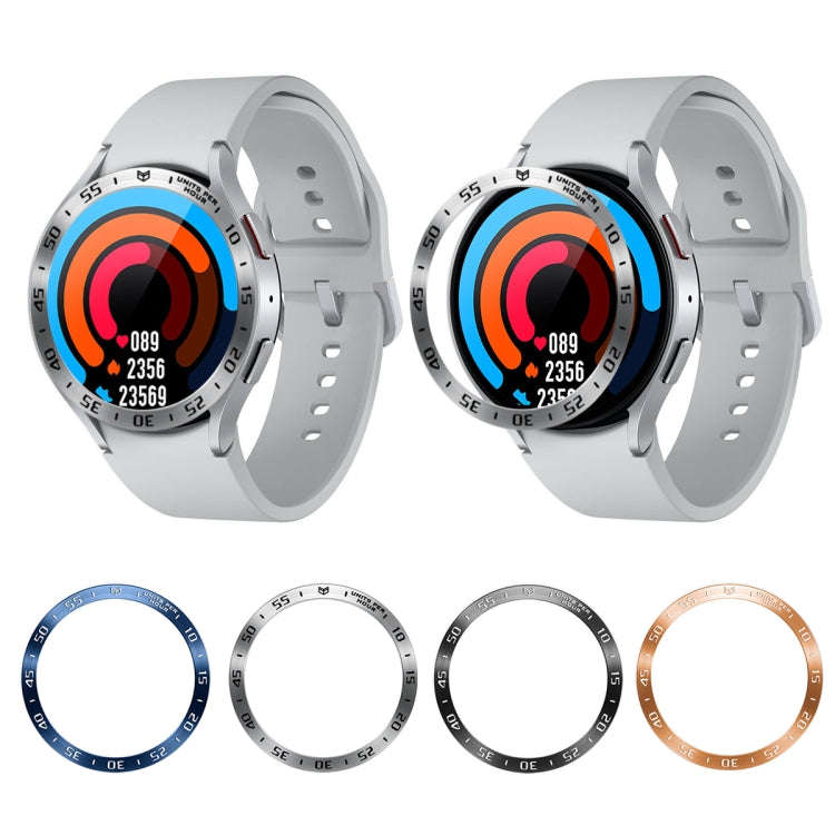 For Samsung Galaxy Watch6 Classic 43mm A Style Smart Watch Steel Ring Protective Frame(Blue)