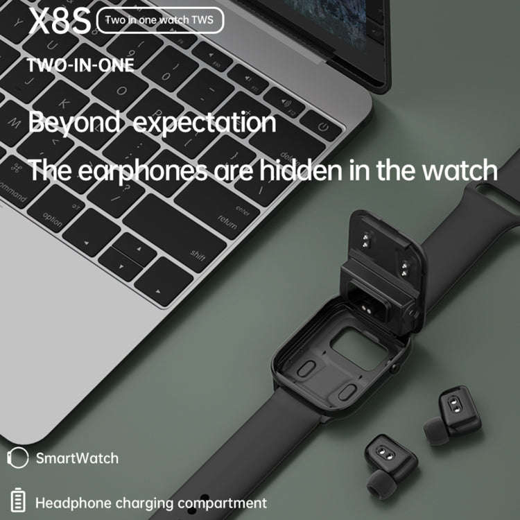 X8S 1.8 inch Screen 2 in 1 TWS Earphone Smart Watch, Support Bluetooth Call / Heart Rate / Blood ...