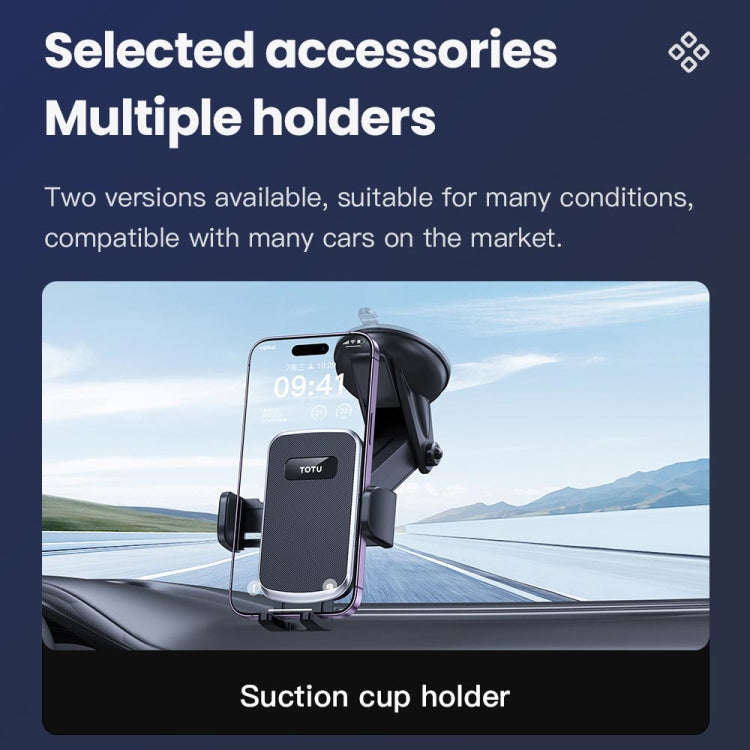 TOTU CH-5 One-Touch Locking Car Holder, Suction Cup Version(Black)
