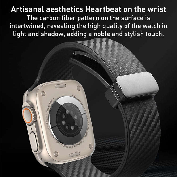 For Apple Watch SE 40mm Carbon Fiber Pattern Magnetic Buckle Silicone Watch Band(Yellow)