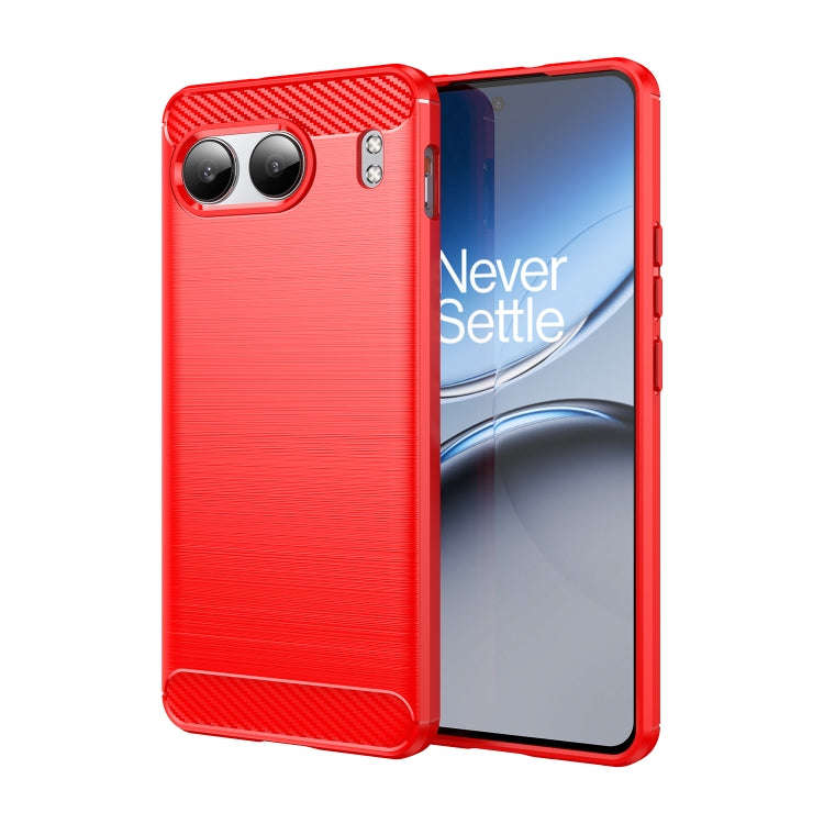 For OnePlus Nord 4 Carbon Fiber Brushed Texture TPU Phone Case(Red)
