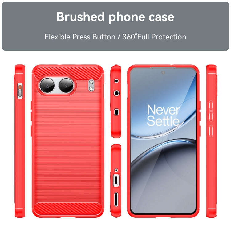 For OnePlus Nord 4 Carbon Fiber Brushed Texture TPU Phone Case(Red)