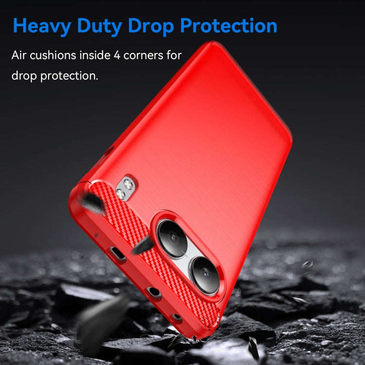 For OnePlus Nord 4 Carbon Fiber Brushed Texture TPU Phone Case(Red)