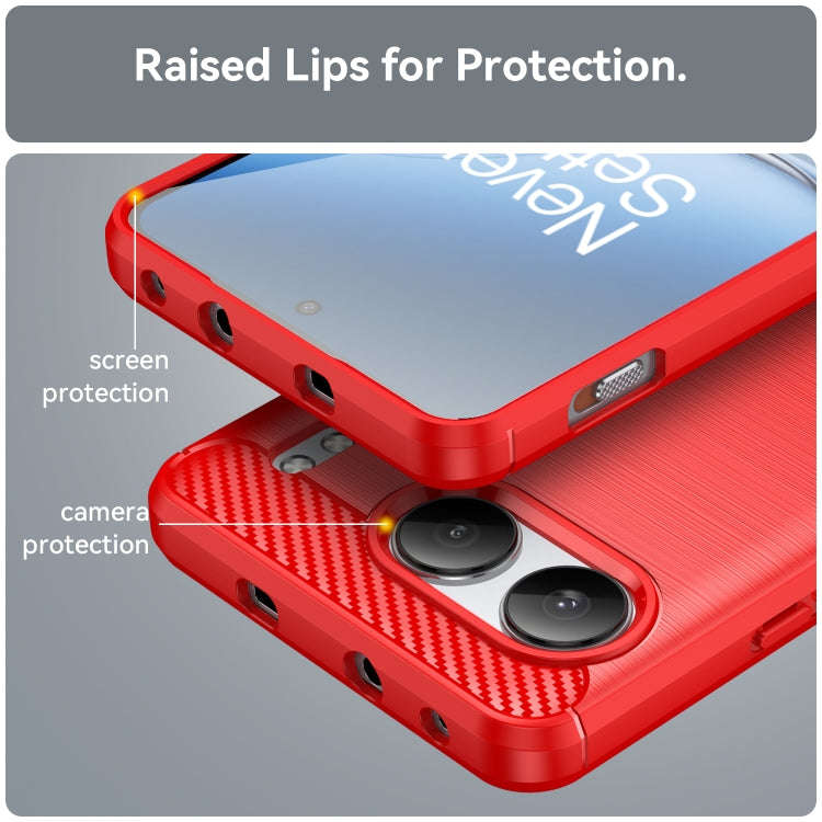 For OnePlus Nord 4 Carbon Fiber Brushed Texture TPU Phone Case(Red)