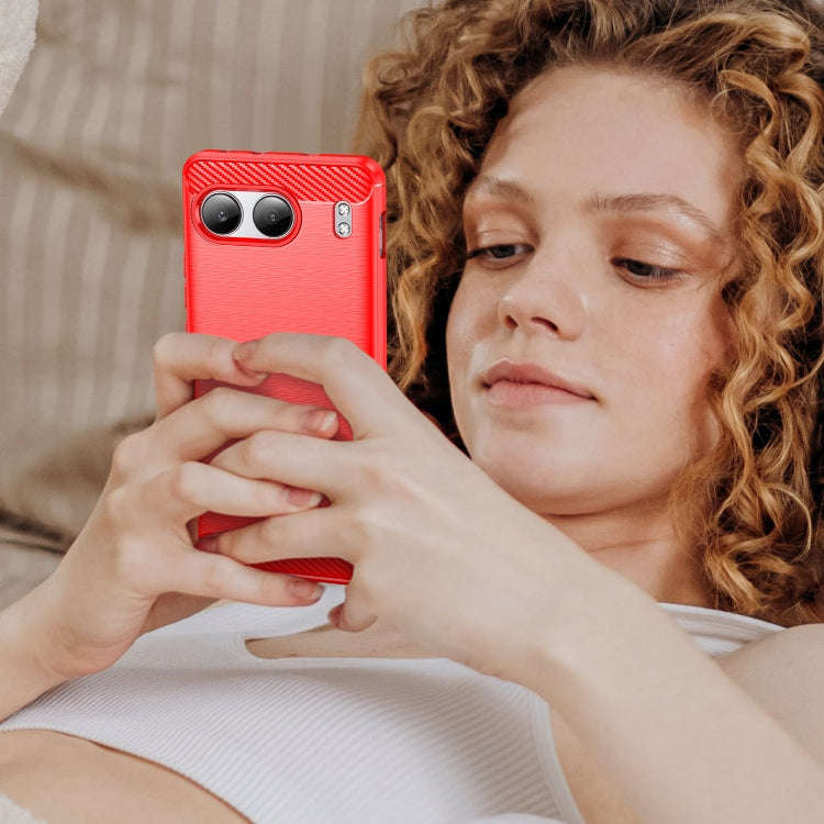 For OnePlus Nord 4 Carbon Fiber Brushed Texture TPU Phone Case(Red)