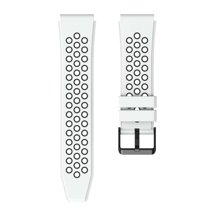 For Huawei Watch GT3 Pro 46mm Two Color Round Hole Silicone Watch Band(White Black)