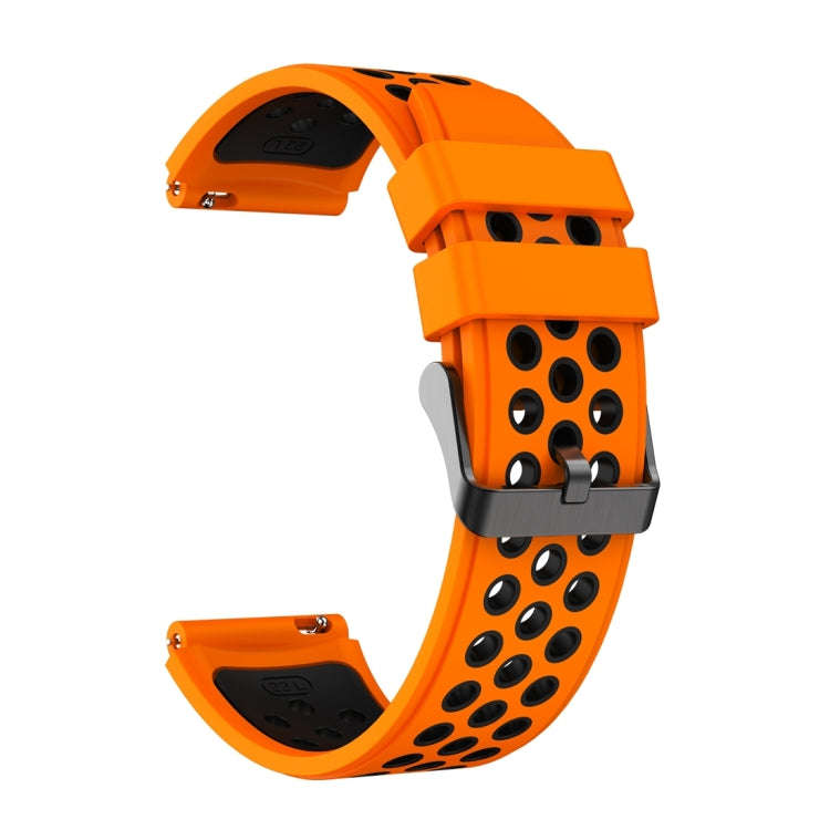 For Huawei Watch GT3 Pro 46mm Two Color Round Hole Silicone Watch Band(Orange Black)