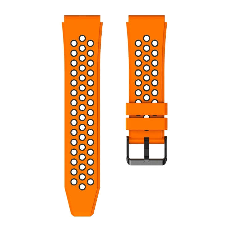 For Huawei Watch GT3 Pro 46mm Two Color Round Hole Silicone Watch Band(Orange Black)