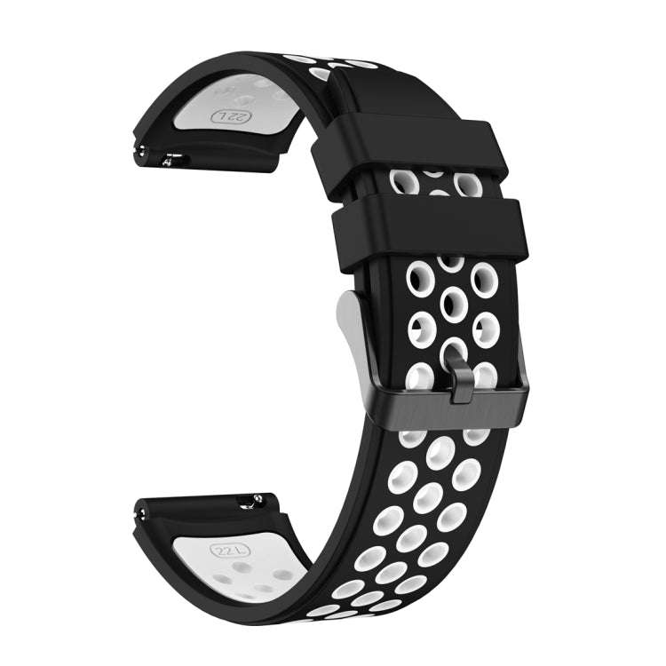 For Huawei Watch GT3 Pro 46mm Two Color Round Hole Silicone Watch Band(Black White)