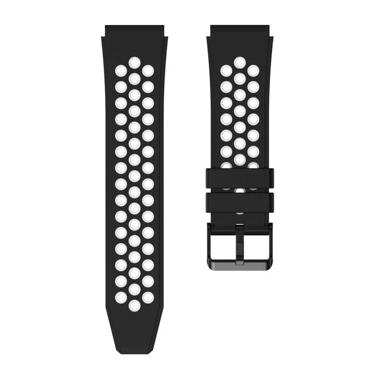 For Huawei Watch GT3 Pro 46mm Two Color Round Hole Silicone Watch Band(Black White)
