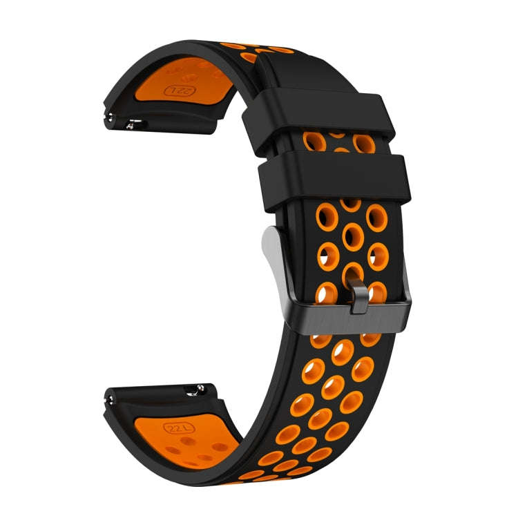 For Huawei Watch GT3 Pro 46mm Two Color Round Hole Silicone Watch Band(Black Orange)